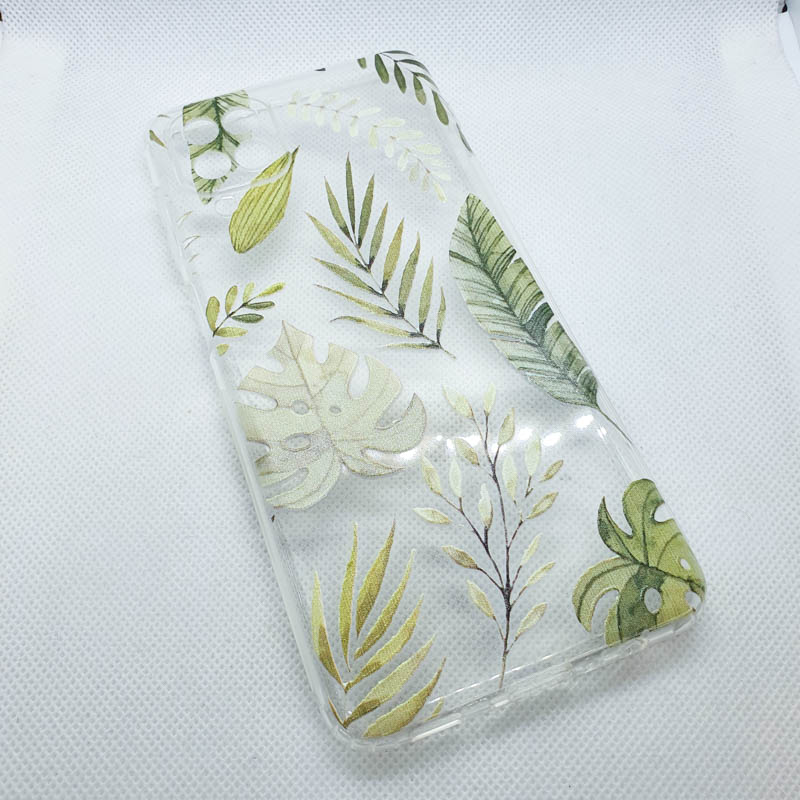 Чехол накладка для Samsung Galaxy A12 с рисунком "листья"