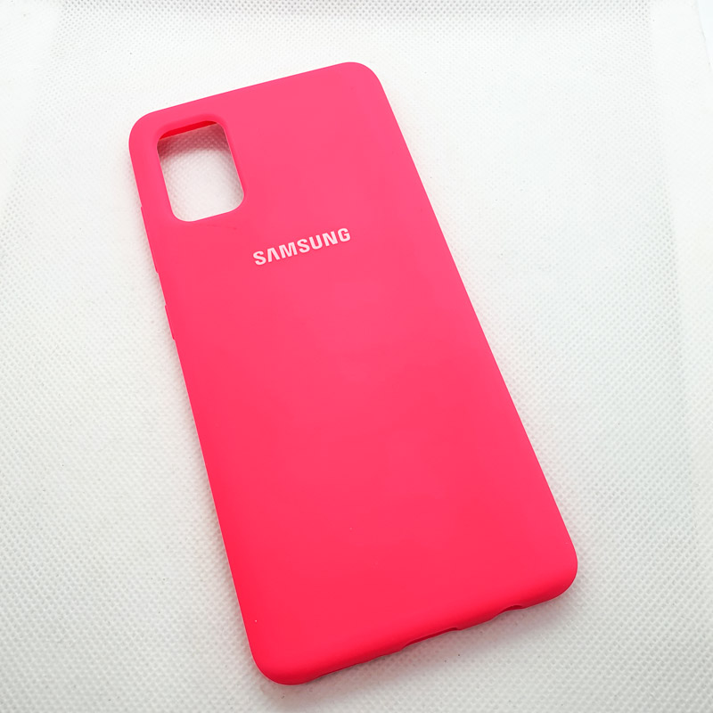 Силиконовый чехол Silicon case для Samsung Galaxy A41 розовый яркий