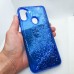 Чехол  для Samsung Galaxy A11s пересыпашки с блесточками синий