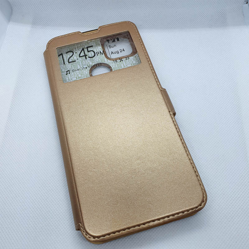 Чехол-книга EXPERTS для Xiaomi Poco M3, золотой с окошком