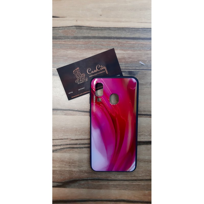 Чехол-накладка для Samsung Galaxy A40 Красный узор
