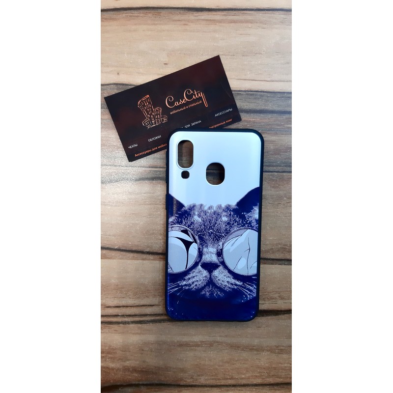 Чехол-накладка для Samsung Galaxy A40 Кот в очках