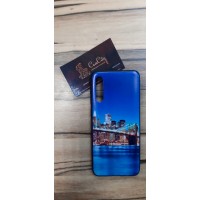 Чехол-накладка для Samsung Galaxy A50, голубой с рисунком