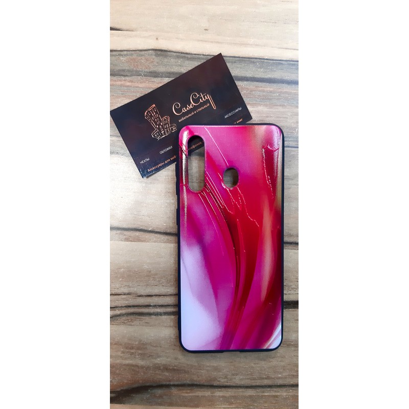 Чехол-накладка для Samsung Galaxy A60 красный с узором