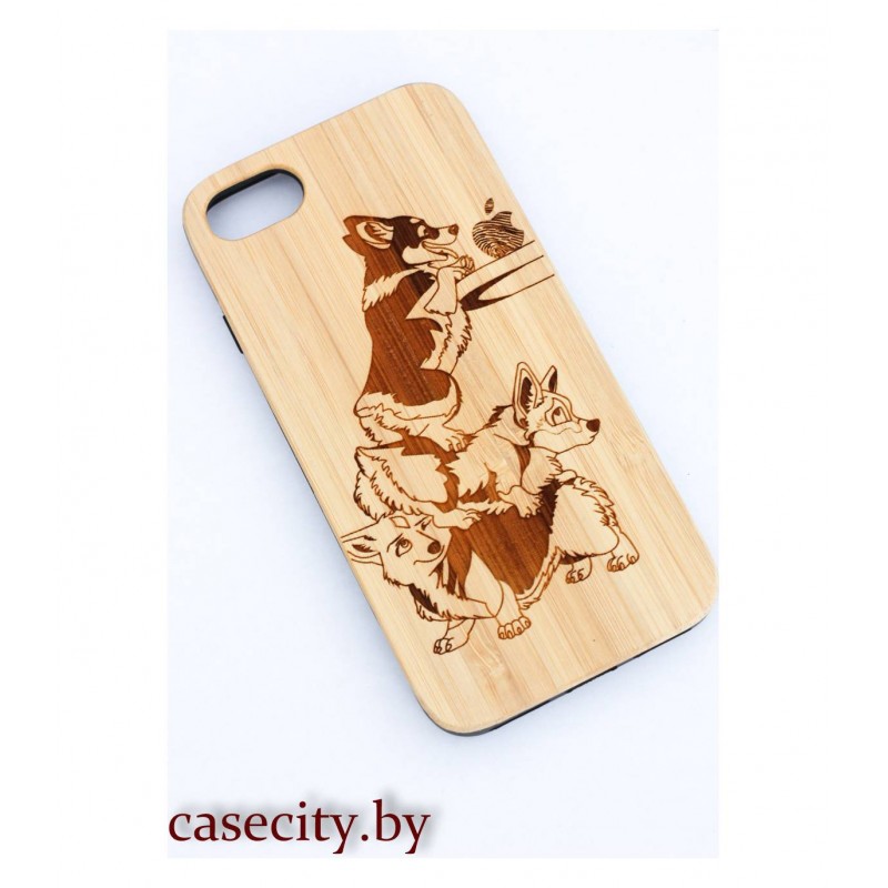 Чехол для iPhone 8 деревянный мультфильм